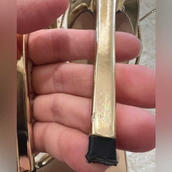 Jimmy Choo Metz 110MM Metallic Leather Stiletto Sandals - Size 37 1/2 US 7 - Picture 5 of 11